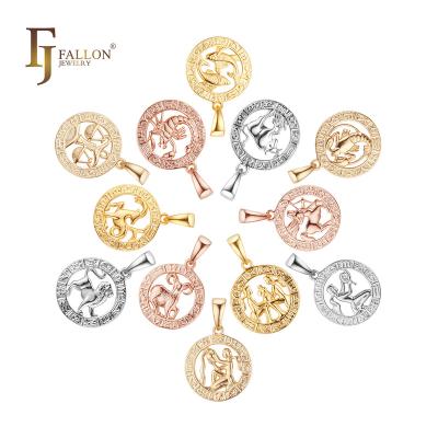 China Other F86100077 FJ Fallon Fashion Jewelry Zodiac signs circle pendant plated in Rose Gold, 18K gold, brass based for sale