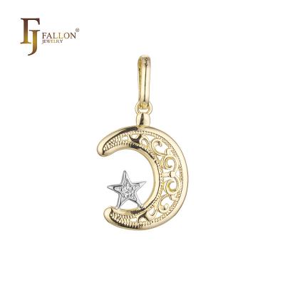 China Z56201255-01 FJ Fallon Fashion Jewelry Religious Star and Crescent Moon Pendant Plated in 14K Gold Two Tone Brass Based for sale