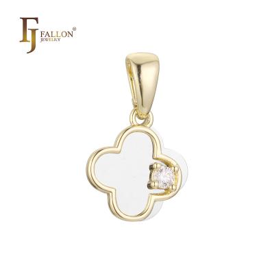 China Z56201358-01 FJ Fallon Fashion Jewelry CLASSIC Lucky Clover Pendant Plated Plated in 14K Gold Two Tone Brass Based for sale