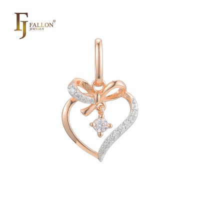 China F96201368-01 FJ Fallon Fashion Jewelry Heart Romantic Gift Present Pendant Rose Gold Two Tone Brass Plated Based for sale