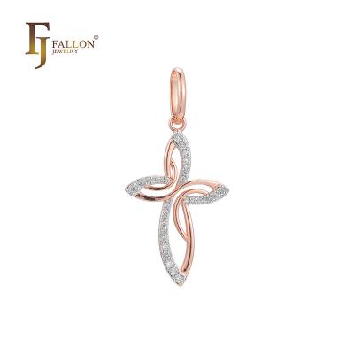 China F96201387-01 FJ Fallon Fashion Jewelry Cross Religious Pendant Plated Rose Gold Two Tone Brass Based for sale