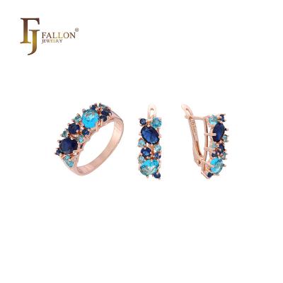 China F81200351 FASHIONABLE FJ Fallon Jewelry Luxurious Colorful Band Rings Rose Gold Plated Jewelry Set Brass Based for sale