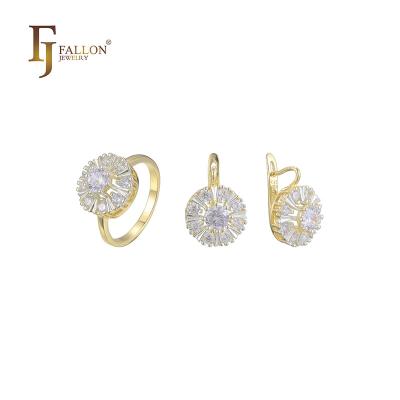 China Z51200567 FJ Fallon Fashion Jewelry FASHIONABLE Solitaire Cluster Jewelry Set Plated in 14K Gold Two Tone Brass Based for sale