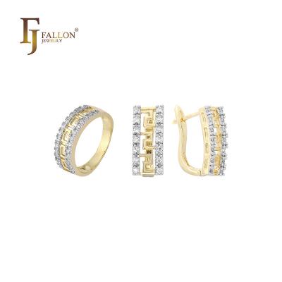 China Z51200151 FJ Fallon Fashion Jewelry Greek TRENDY Main Group Jewelry Set With Rings Plated In 14K Gold Two Tone Brass Based for sale