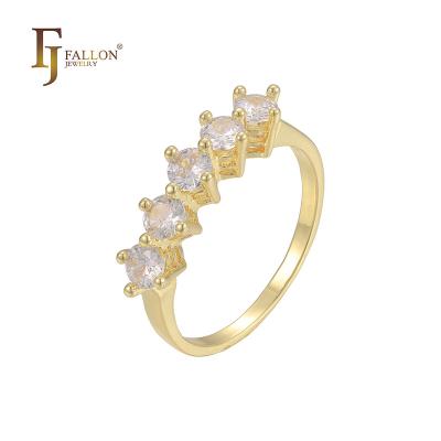 China 53200279-01 CLASSIC FJ Fallon Fashion Jewelry Five CZ White Stones Band Rings 14k Gold, Rose Gold Plated for sale