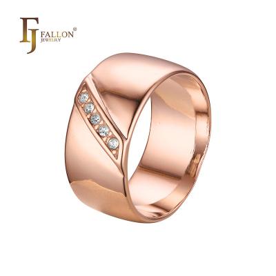 China X3200292-01 FJ Fallon Fashion Jewelry Wide 5 CLASSICS Group White Men's CZs Ring Plated in Rose Gold, 14K Yellow Gold, Brass Based for sale