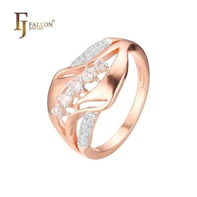 China F93202491 CLASSIC FJ Fallon Fashion Jewelry Five CZ Fashion Rings Plated Rose Gold Two Tone Brass Based for sale