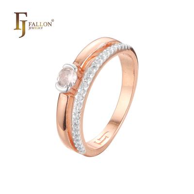 China CLASSIC F93202493 FJ Fallon Fashion Jewelry Solitaire Rings Paving CZs Plated in Rose Gold Two Tone Brass Based for sale