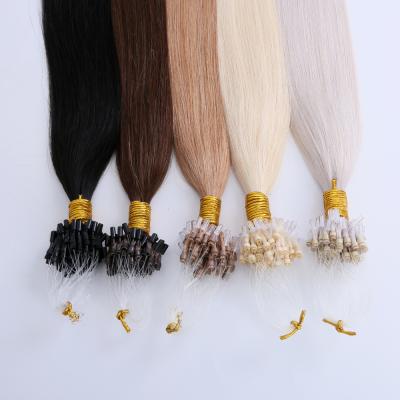 China Virgin Silk Micro Straight Hair Grade Ring Hair Extensions 12A Silk Micro Straight Link Extensions for sale