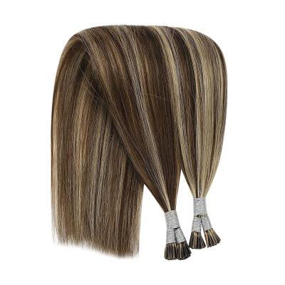 China TopElles I-Tip Hair Extensions P4/27# Piano Color Silk Straight Virgin Hair Cuticle Aligned Hair Extensions for sale