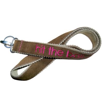 China High Quality Eco-Friendly Custom Leather Microfiber Neck Lanyard With Embroidery Logo for sale