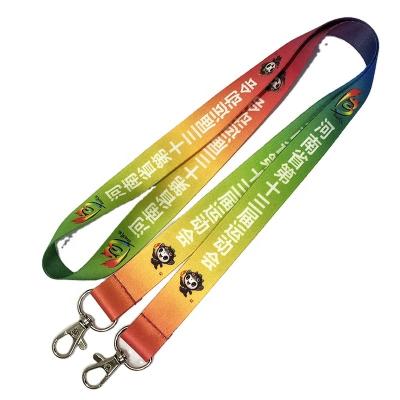 China Environmental Friendly Satin Double Ribbon Lanyard Customized Two Hook Lanyard With Metal Clip Double Sided Finished Clip Hook Lanyard for sale