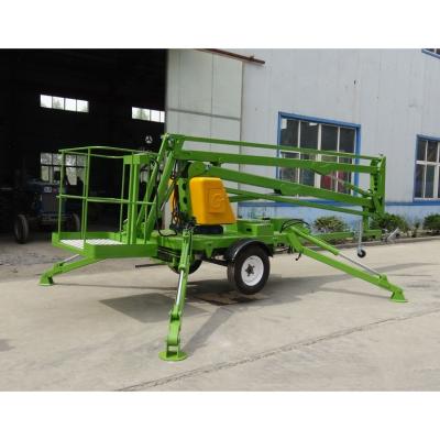 China Easy Operation Height Small Trailer Boom Lift 15m Boom Lift Hydraulic Aerial Work Platform Max Lift 20m for sale