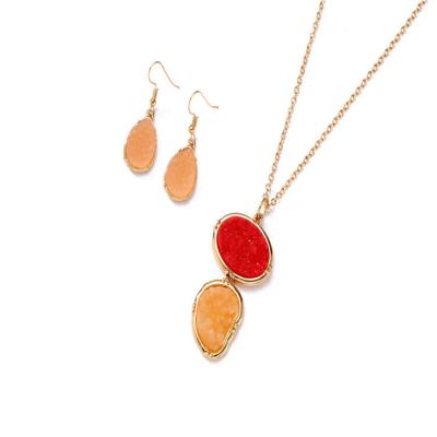 China New Fashion Fashion Candy Color Jewelry Set Long Color Geometric Earring Set Necklace Clavicle Chain Set for sale