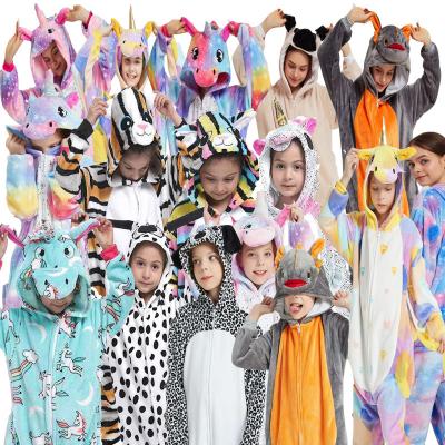 China High Quality QUICK DRY Flannel Warm Cartoon Pajamas Animal Siamese Sleepwear In Pajamas For Kids Long Robe for sale