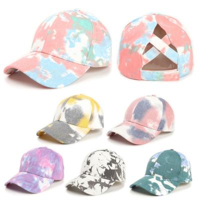 China Cheap Custom Picture Baseball Tie Dye Hats Sports Golf 6 Panel Adjustable Baseball Cap for sale