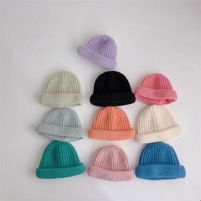 China 2021 COMMON fashion design solid color Korean style knitted baby kids woolen thrower hat for sale