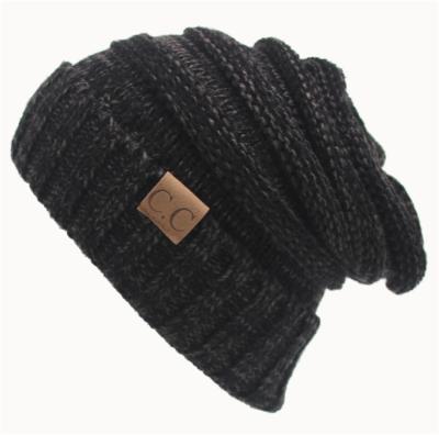 China JOINT Wholesale Custom Acrylic, Knitted Beanie Hat With Leather Patch for sale