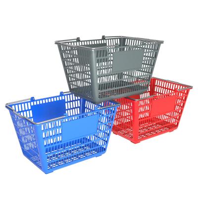 China plastic supermarket shopping cart basket with handle 380*330*280mm for sale