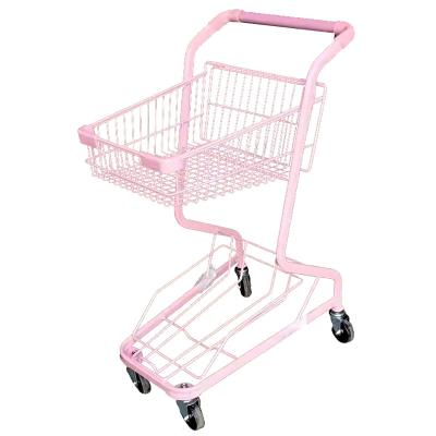 China Folding Supermarket Trolley Pink Shopping Trolley for sale