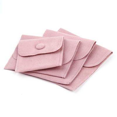 China Custom Velvet/Suede/Microfiber/Logo Leather Velvet Jewelry Pouch With Snap Button For Necklaces Bracelet Rings Eye for sale