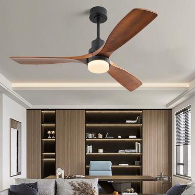 China With Best Selling Amazon Lust Large Wood Ceiling Fan 52 Inch 3 Leaf LED Light Wood Ceiling Fan For Living Room for sale