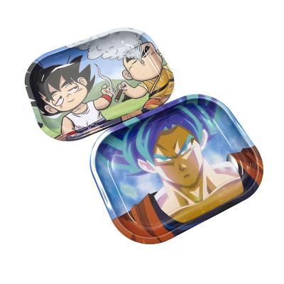 China Eco-Friendly Amazon Hot Sale Eco-Friendly Printed Herb Cigarette Anime Tin Vintage Rolling Smoking Tray Kit for sale