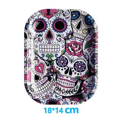 China Eco-Friendly Wholesale Popular Design High Quality Cheap Cartoon Smoking Rolling Metal Hotel Serving Tin Tray for sale