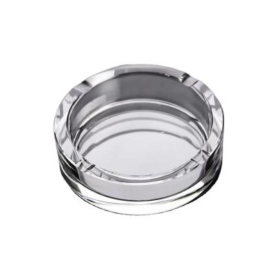 China Eco-Friendly Factory In Stock Heavy Cigar Crystal Hand Cut Round Square Large Clear Glass Ashtray for sale