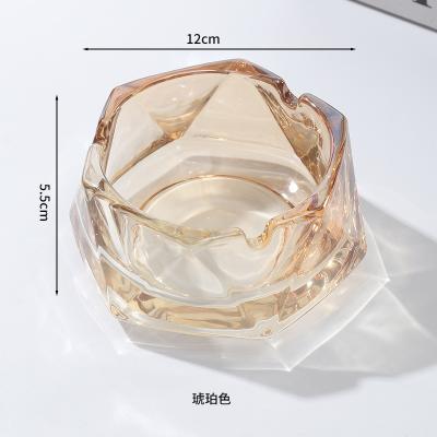 China Eco-Friendly Factory Price Crystal Octagonal Custom Round Clear Cigar Smoking Glass Ashtray With Decal for sale