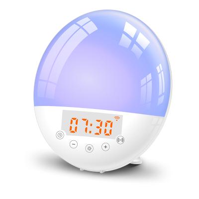 China LUMINOVA Sunrise Alarm Clock Radio Speaker with 7 Color Changing for Bedroom Wake Up Light with Wifi for sale