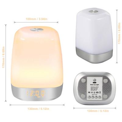 China Hot selling EUROPEAN Amazon sunrise simulation 7 color led wake up light with lithium battery natural sounds alarm clock for sale