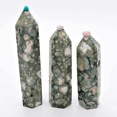 China China Wholesale Polished Point Natural Crystal Blue Healing Blue Quartz Apatite Tower Wand Crafts Stone Crystal Gifts for sale