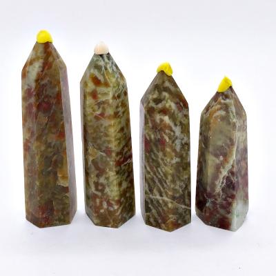 China Wholesale Natural Khaki Healing Wand Point China Agate Stone Craft Cherry Agate Quartz Tower Crystal For Decoration Home Furnishing for sale