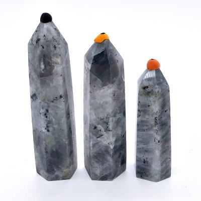 China China Natural Labradorite Extended Ornament Hexagonal Crystal Original Stone Tower Column Point Crafts Stone Gifts Pretty for sale