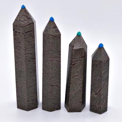 China Wholesale Natural Shui Crystal Stone Black Ink Stone Feng Crafts Point China Magic Wand Trick Healing Crystal Accessories for sale