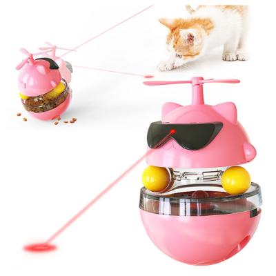 China Viable 3 in 1 Intelligence Toy Auto Food Dispenser With Cat Rotating Feather Interactive Pet Dismountable Toys for sale