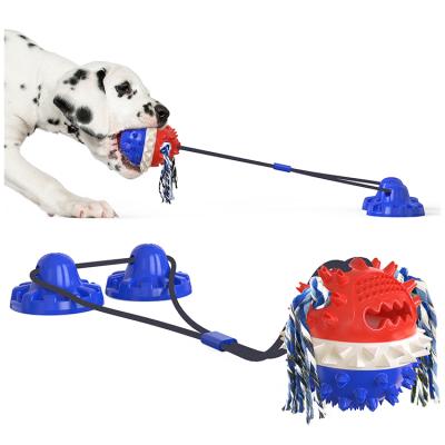 China Dog Playing Chewing Resis Bite Ball Dog Toy Plastic Suckers Tug Of War Expanded Molar Dog Toys Two Sucker Dog Toy Ball for sale