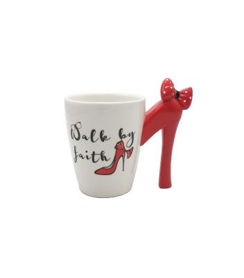 China CREATIVE Funny Red High Heels Shoes Shape Handle Ceramic Mug Novelty 3D Custom Coffee Mugs for sale