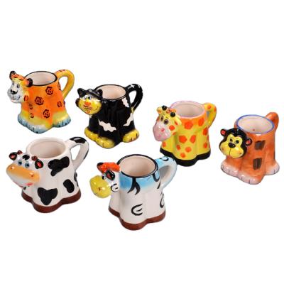 China Custom Viable Dolomite Ceramic Mug 3d Animal Cartoon Four Pays Ceramic Mug Customized for sale