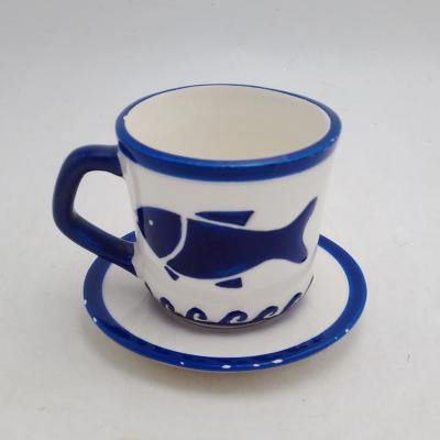 China CREATIVE Fish Tea Cups Ocean Theme Coffee Mug Ceramic Blue Nordic Luxury Ceramic Coffee Mug for sale