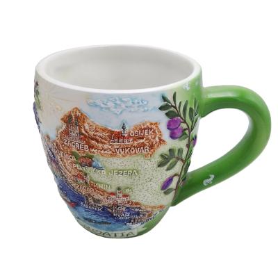 China CREATIVE 3D Relief Travel Souvenir Coffee Mugs Ceramic Beer Stein Large Ceramic Jumbo Sublimation Mug for sale