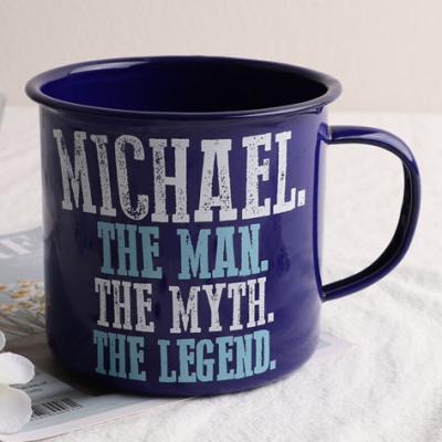 China 27oz Viable The Man The Myth The Legend Enamel Coffee Mug Outdoor Camp Thickened Mug for sale