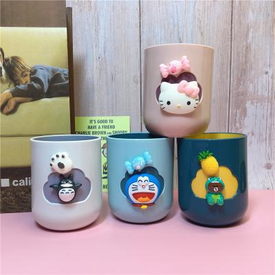 China Custom Viable Cartoon Water Fruit Juice Supplier Plastic Mugs Milk Animal Tea Drink Cup PP Mug With Handle for sale