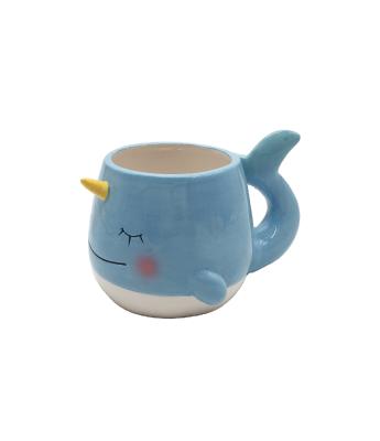 China Lovely CREATIVE Unicorn Whale Ceramic Mug Custom 3D Shape Coffee Mug for sale