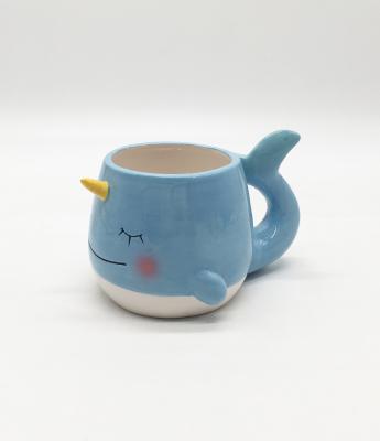 China CREATIVE Custom Cute Animal Mug 3D Unicorn Whale Ceramic Coffee Mug With Lid for sale