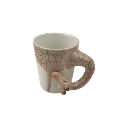 China CREATIVE 3D Giraffe Ceramic Coffee Mugs With Long Neck Design Cute Giraffe Deer Animal Mugs for sale