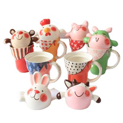 China CREATIVE Cute 3D Animal Mugs For Kids Milk Mugs Kids Ceramic Mugs for sale