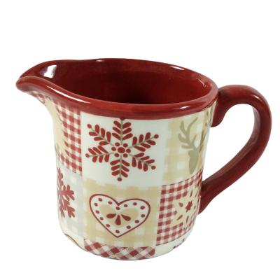 China Large CREATIVE Ceramic Mugs for Coffee and Cereal Christmas Theme Coffee Mug Snow Milk Pitcher for sale