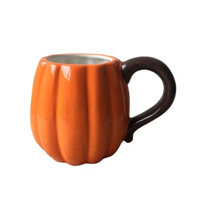 China CREATIVE 3D Pumpkin Shaped Mug Halloween Coffee Mug Ceramic Custom Mugs for sale